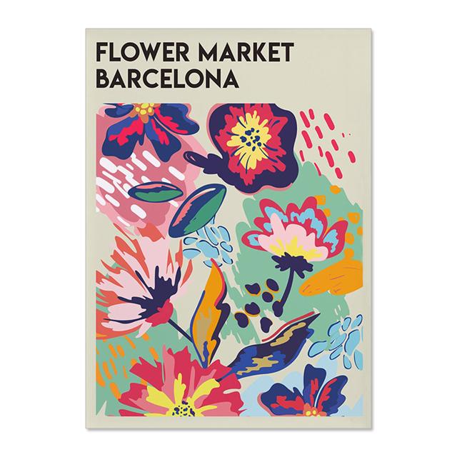 Абстрактные Цветы Рынок Винтаж Акварель Настенная Живопись Холст Картина Скандинавские Плакаты И Принты Настенные Картины Для Декора Гостиной Без Рамки