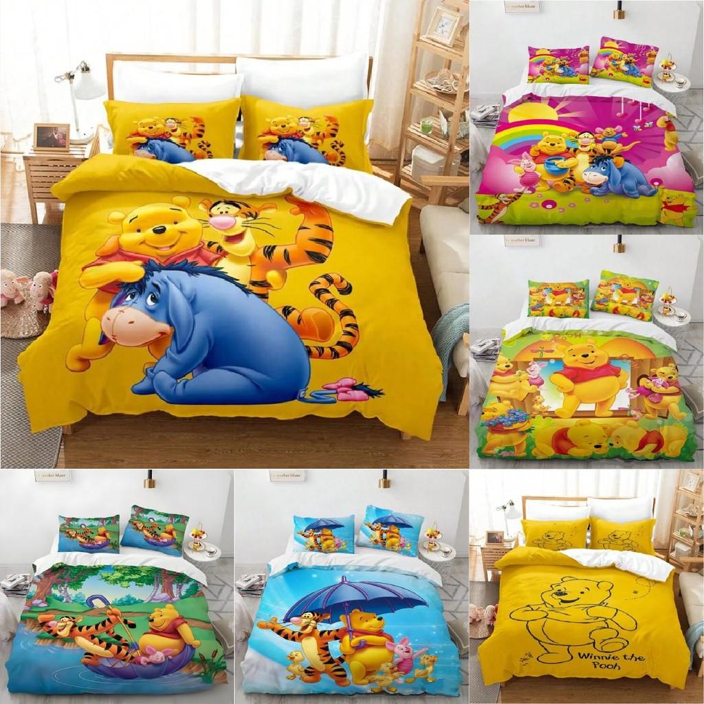 Pooh Bear Children Bedding Set With Active Dyeing For Toddler Bed Decor