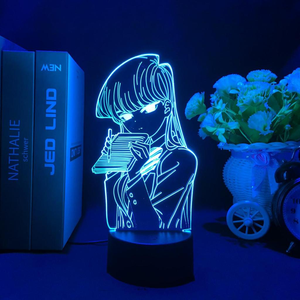 Светодиодный светильник в стиле аниме «Коми не может общаться» для детей, украшение для спальни, ночник, детский подарок на день рождения, декор комнаты, 3d лампа, манга