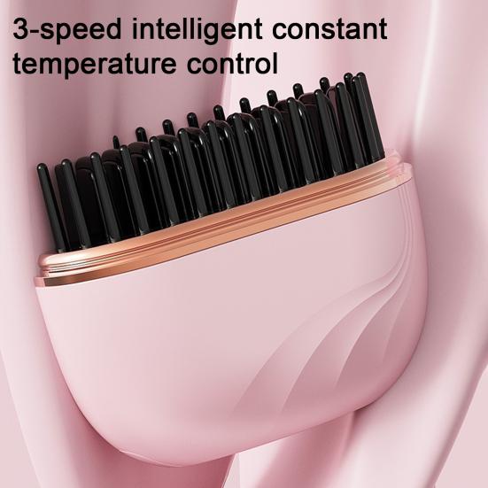 Мини выпрямитель-щетка для волос, перезаряжаемый, портативный, 3 режима контроля температуры, для всех типов волос, быстрое нагревание, защита от ожогов, безопасная расческа, дружелюбный подарок