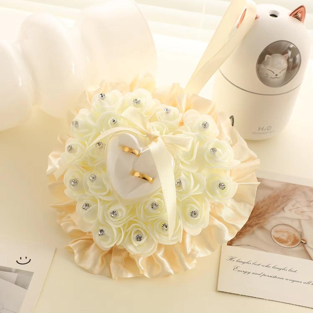 Transparent Box Heart Ring Pillow Romantic Jewelry Case Ring Holder Valentine's Day Favors