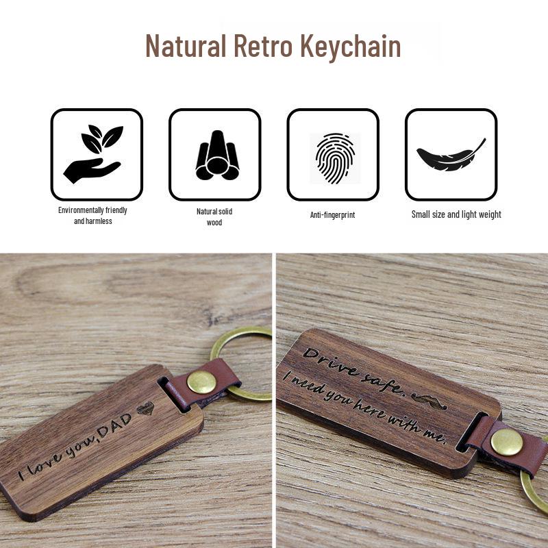 Rectangle Wooden Keychain Pendant - Business Gift In OPP Packaging