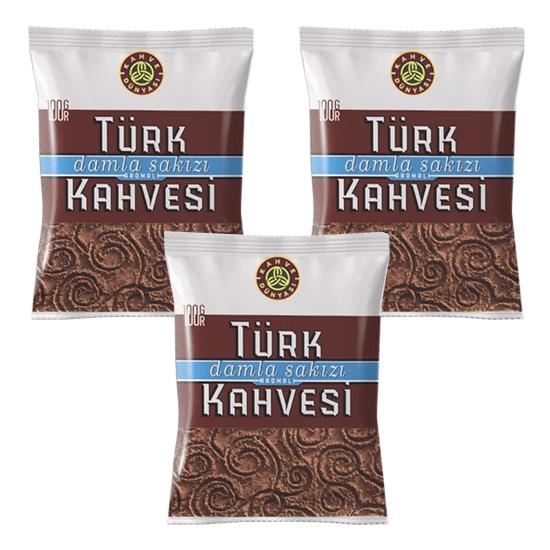 Kahve Dünyası Турецкий кофе с жевательной резинкой, очень обжаренные и среднеобжаренные наборы турецкого кофе в экономичной упаковке 100 гр.