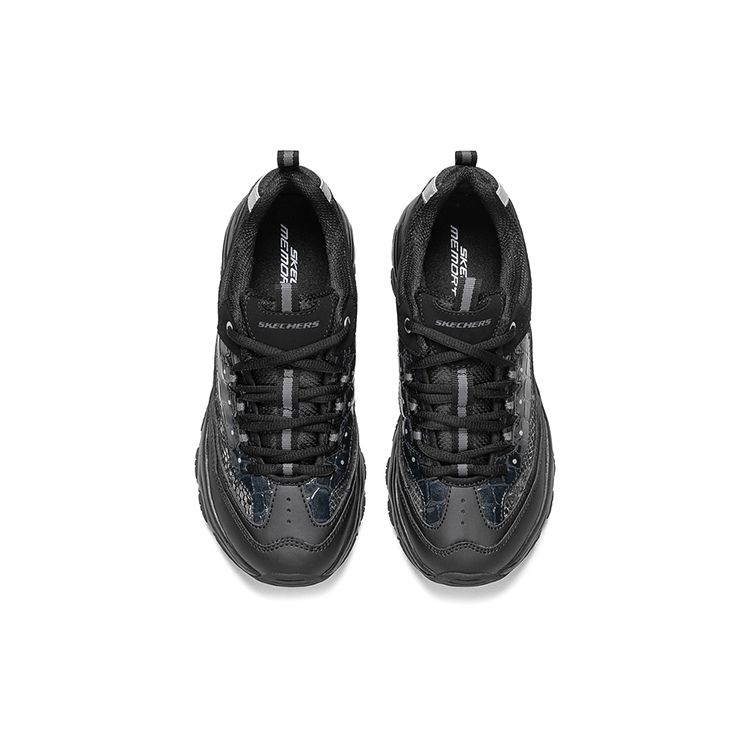 Skechers Dlites Ткань Синтетическая кожа Повседневные Прочные Низкие Кроссовки в стиле "папа" Женские кроссовки Черный 8730041-BBK