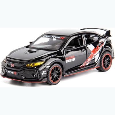 Масштаб 1/32 Honda Civic Type-R, литая под давлением модель автомобиля из сплава, игрушечный автомобиль, откатной автомобиль со светом и звуком для детей, взрослых, подарочная коллекция