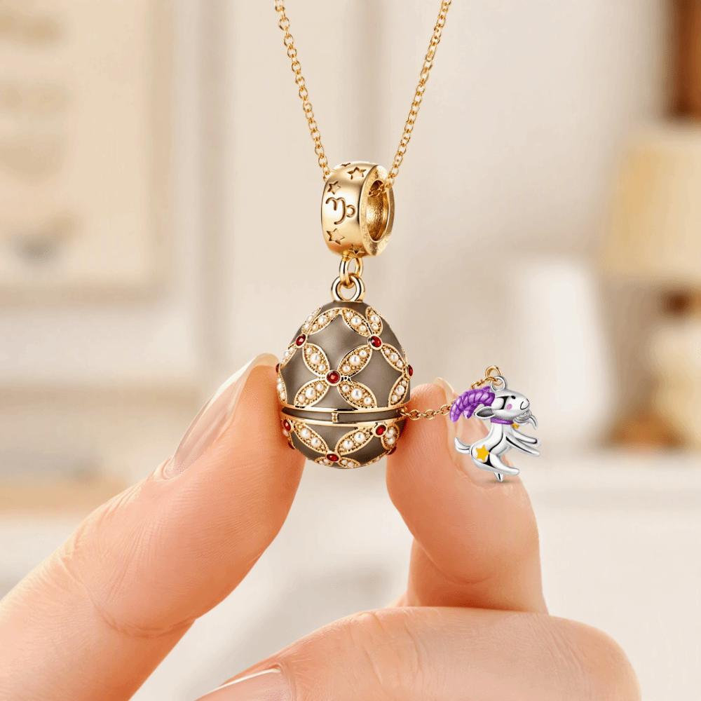 Vintage Style Enamel Easter Egg Pendant New Chinese Style Openable Egg Pendant Daily Wear
