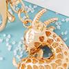 Keychain Alloy Electroplated Three-Dimensional Goat Key Chain with Colorful Rhinestones Lobster Clasp Key Ring Bag Accessories
