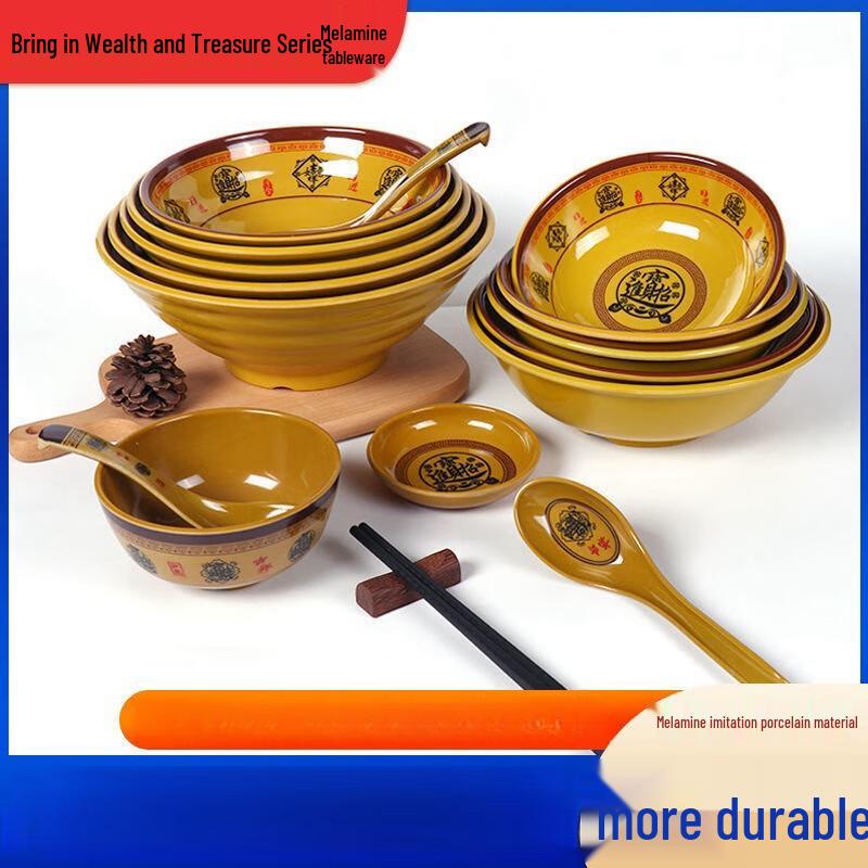 Chinese Style Melamine 'Zhao Cai Jin Bao' Soup Noodle Bowl