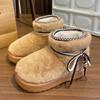 Новые широкие сапоги из искусственной замши, женские теплые зимние ботинки для снега, с меховой подкладкой, женские ботильоны со шнурками, белые однотонные