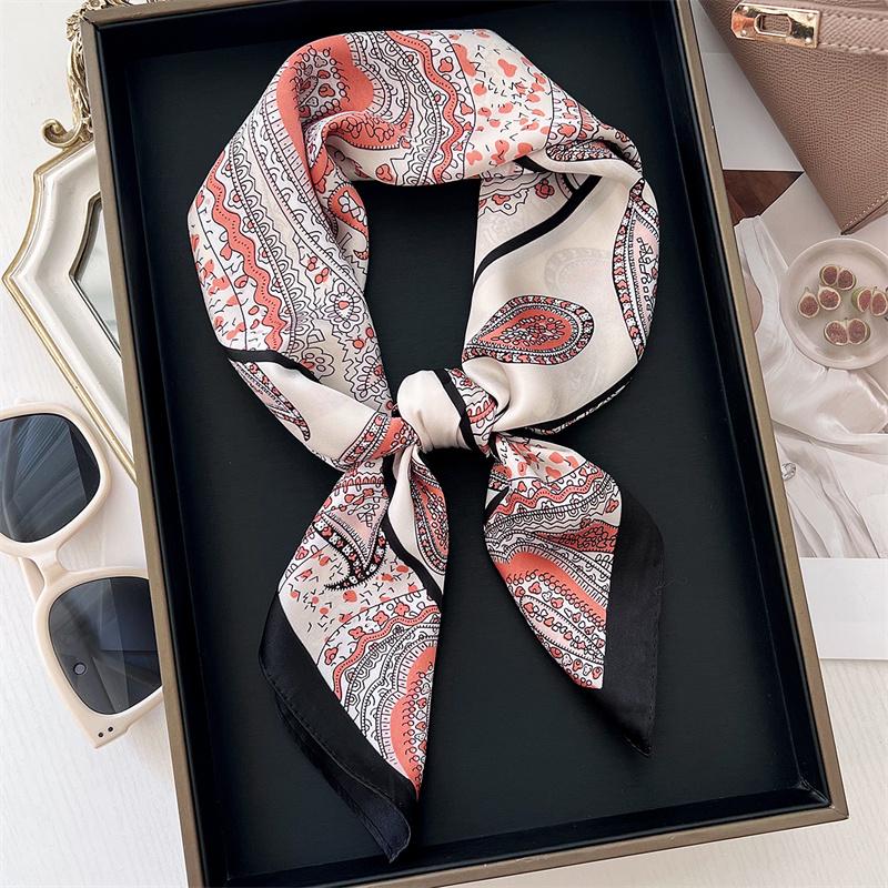 Luxury Satin Silk Scarf Square Leopard Print Women Shawl Headband Small Hair Scarves Female Handkerchief