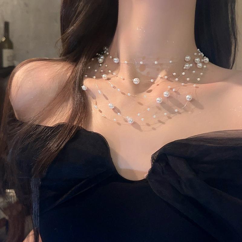 Многослойное жемчужное цыганское ожерелье супер-фея 2026 новая цепочка на ключицу женская цепочка на шею украшение