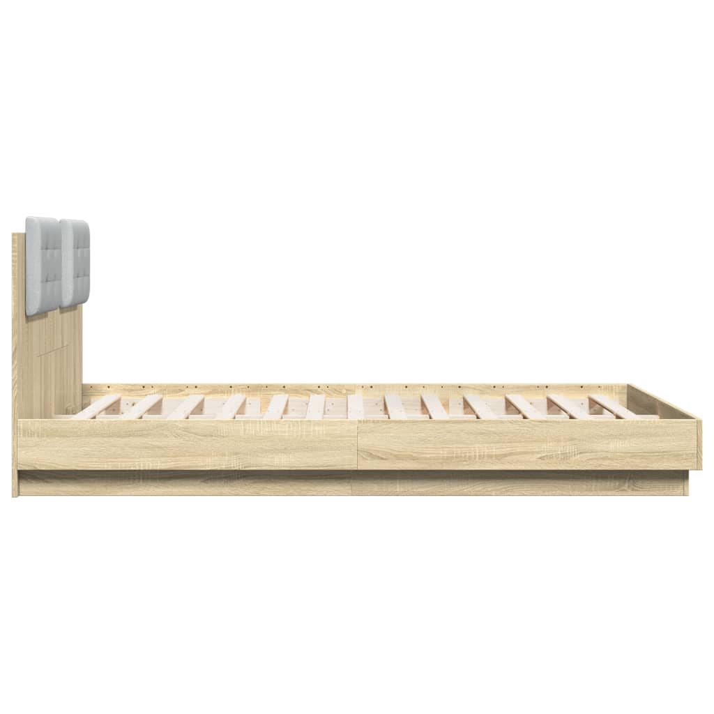 Bed Frame with Headboard Sonoma Oak 150x200 cm Wood Based Panel