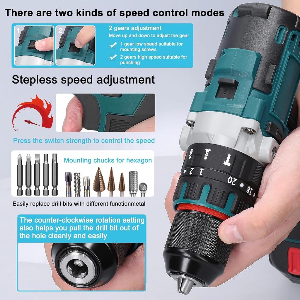 13mm Rechargeable Brushless Motor Electric Impact Drill Cordless Electric Screwdriver Electric Drill Handheld Electric Screwdriver Electric Power