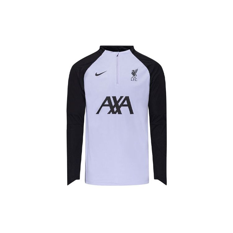 Nike Футболка Dri-FIT Strike Liverpool Football Training с цветным блоком и принтом логотипа, с длинным рукавом и воротником-стойкой, мужские топы Purple-Dawn FB6970-544