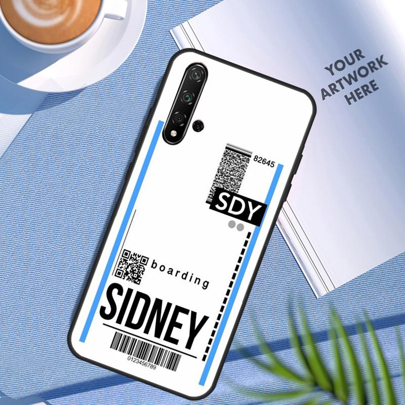 Fly Ticket Air Tickets Travel For Huawei Nova Y90 Y60 Y70 Y91 Y61 Y72 Y73 3i 7i 8i 11 12i 9 10 SE P20 P30 Pro P40 Lite Case