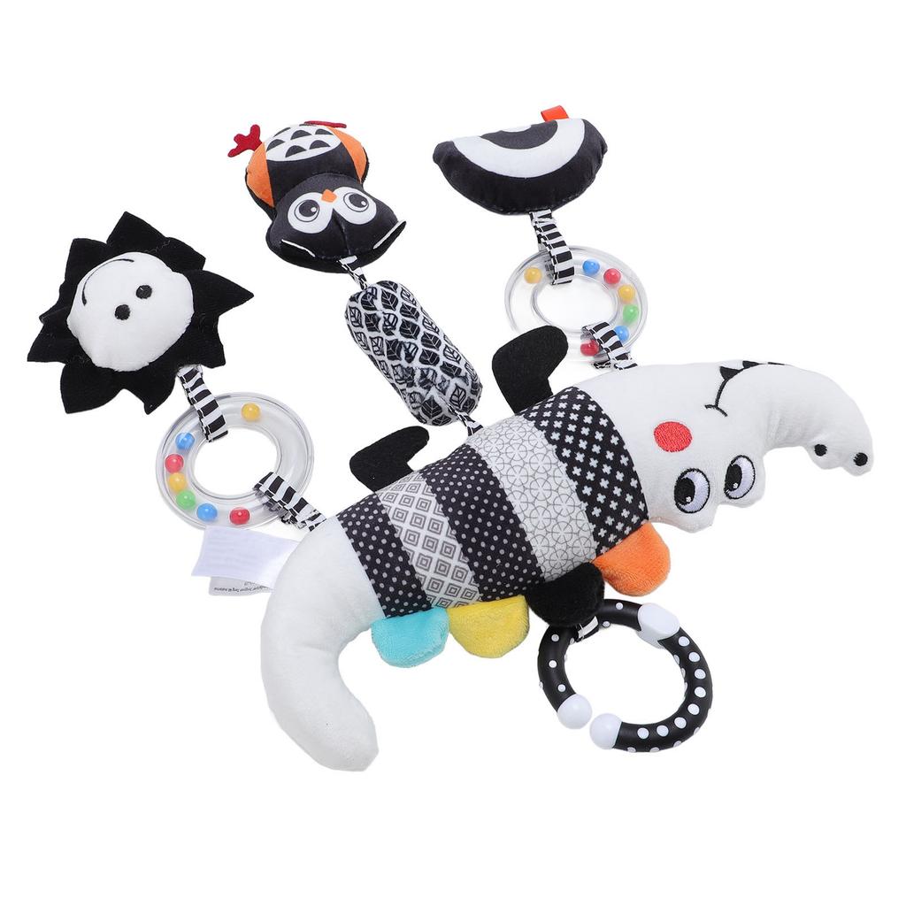 Подвесная игрушка для детской коляски, черно-белый колокольчик, съемная мягкая игрушка в виде милого животного, подвесная погремушка