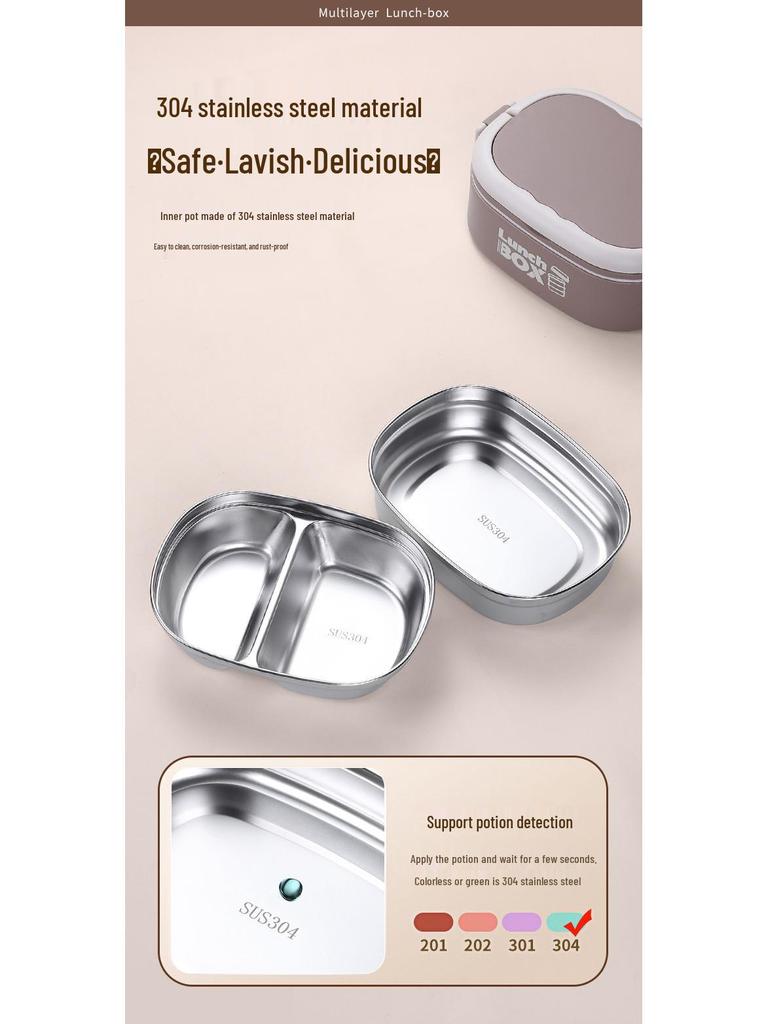 Stainless Steel Insulated Bento Lunch Box for Office & Students, Microwave-Safe Portable Meal Container.