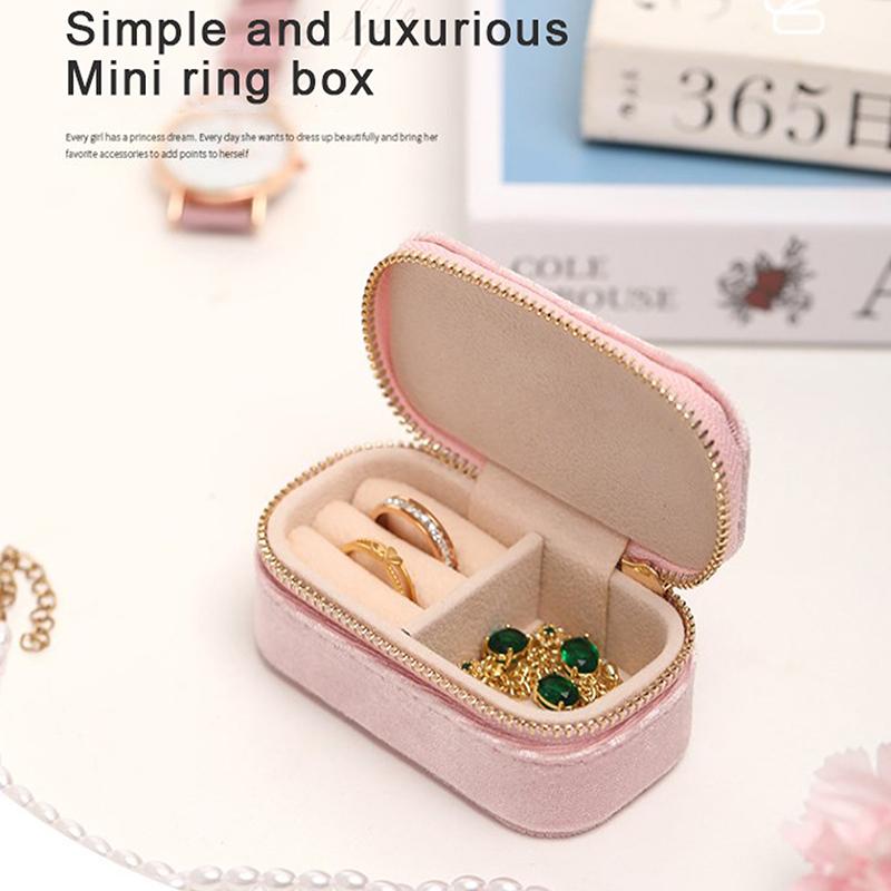Мини-бархатная коробка для колец, чехол для хранения ювелирных изделий, однослойный органайзер для сережек и ожерелья, сумка на молнии ярких цветов, портативная дорожная сумка