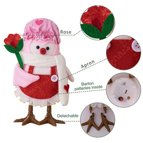 Фигурки птиц на День святого Валентина, светящаяся статуэтка пары птиц, настольное стоящее тканевое украшение в виде птиц для многоярусного подноса, стола, полки, каминной полки, камина