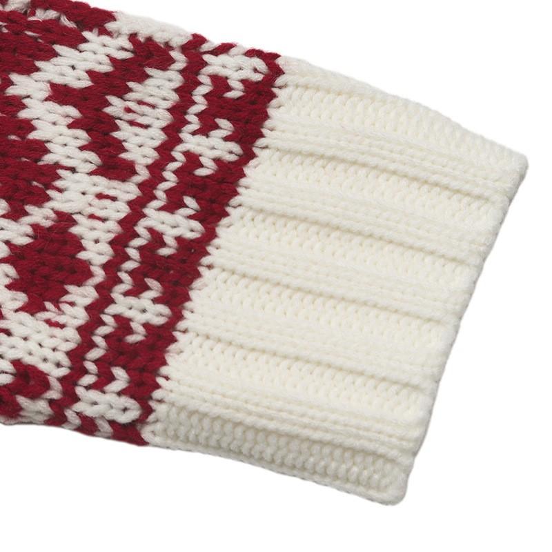 Womens Cozy Nordic Vintage Knit Sweater With Ethnic Round Neck Long Sleeve Loose Fit Winter