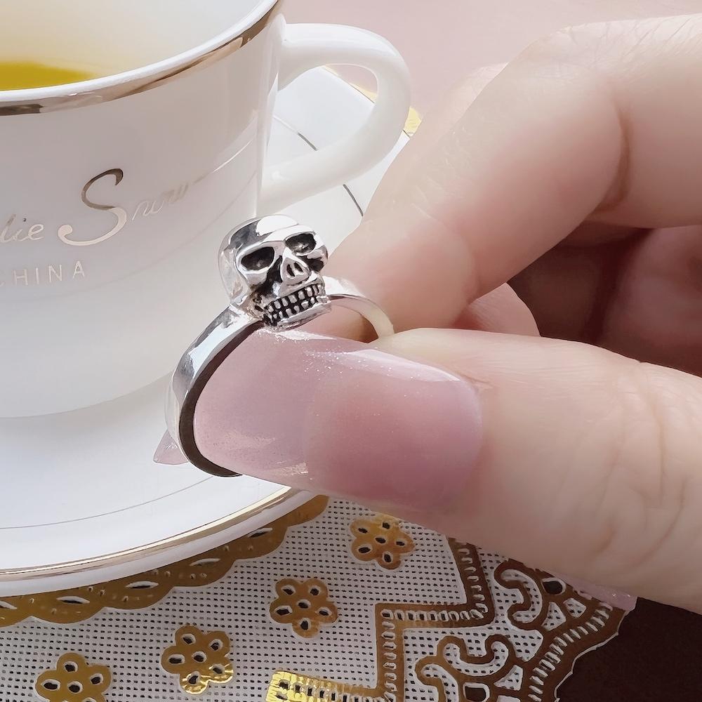 Кольцо Череп Европа Бунтарь Улица Тонкие Ювелирные Изделия Для Женщин Мужчин Новый Панк Подарок Из Серебра 925