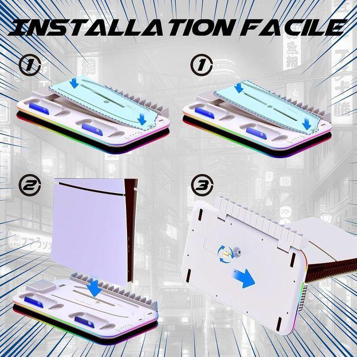 Base de charge multifonctions - AKUMA - CYBER A01 - Compatible PS5 - Chargeur rapide - Éclairage RGB