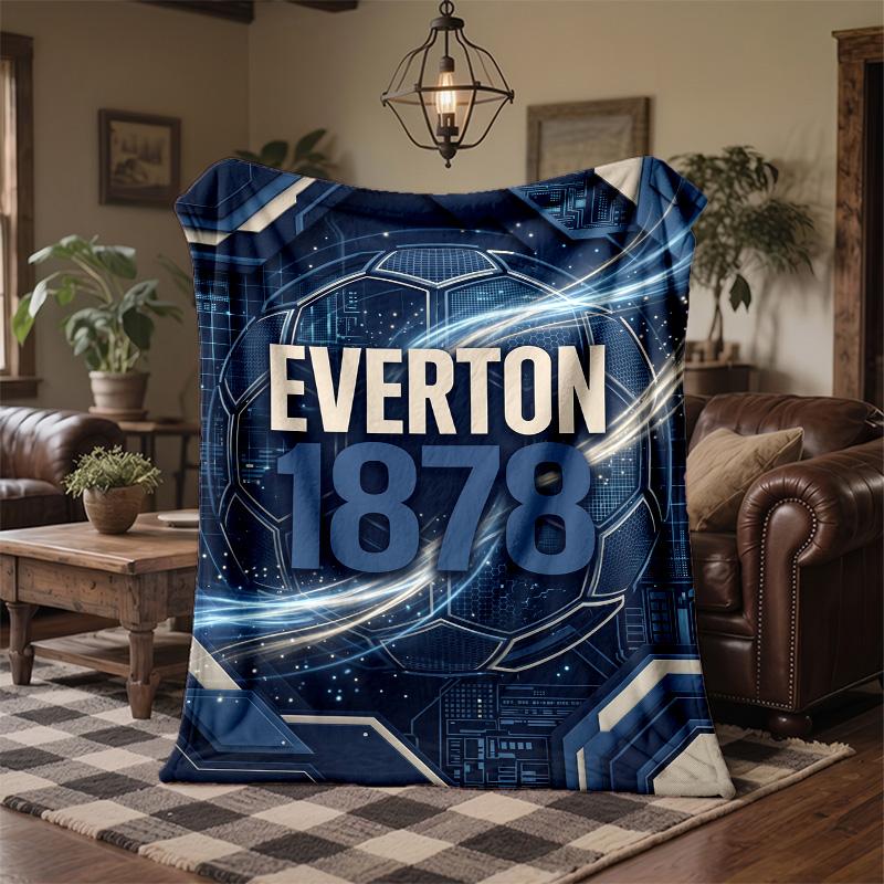 Everton Football Print Flannel Blanket Soft Warm Sofa Bed Throw Blanket For Home Office Bedroom