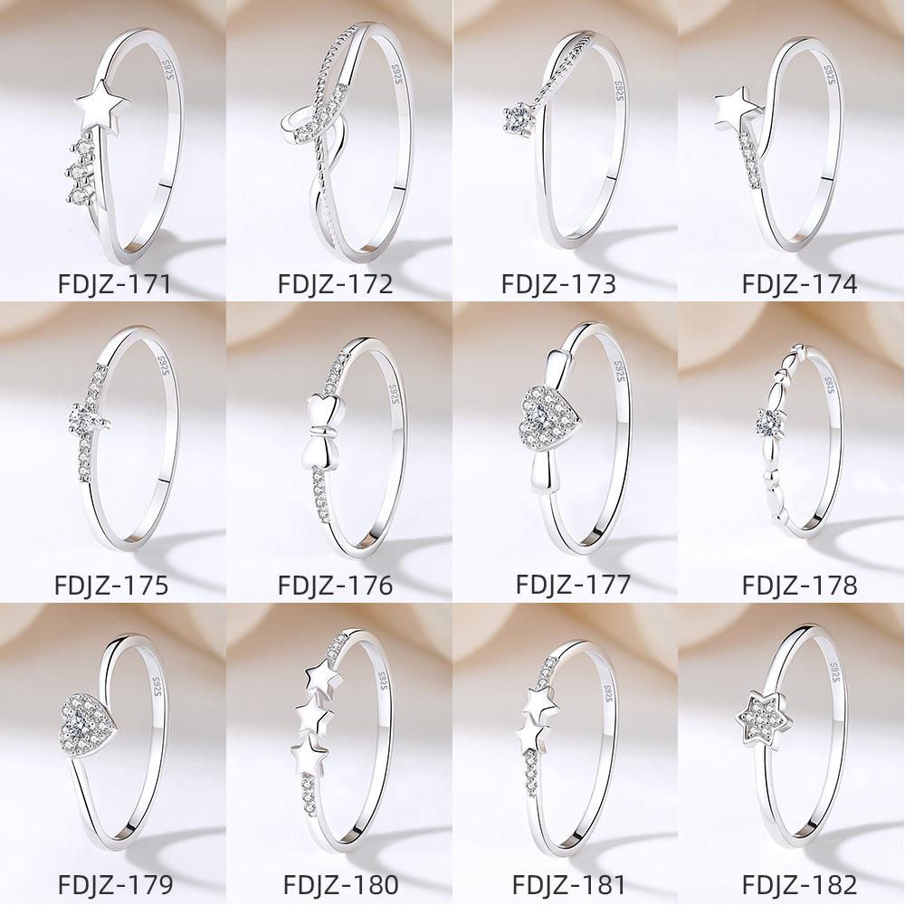 S925 Pure Silver Layered Wedding Ring for Ladies, Small Micro-set Cubic Zirconia Stone Bezel Finger Ring, Ring for The Little Finger