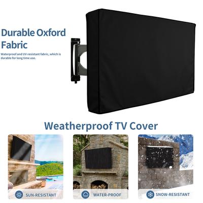 Защитный чехол для уличного телевизора 22"-75", Высококачественный Оксфорд 600D, Черный/Бежевый, Пылезащитный и Водонепроницаемый