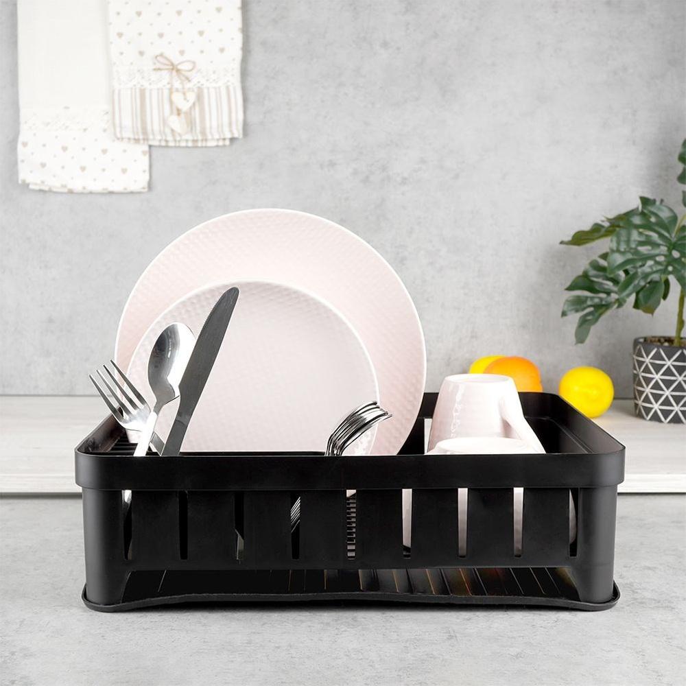 Drainer for dishes, cutlery, plates, cups, standing kitchen black