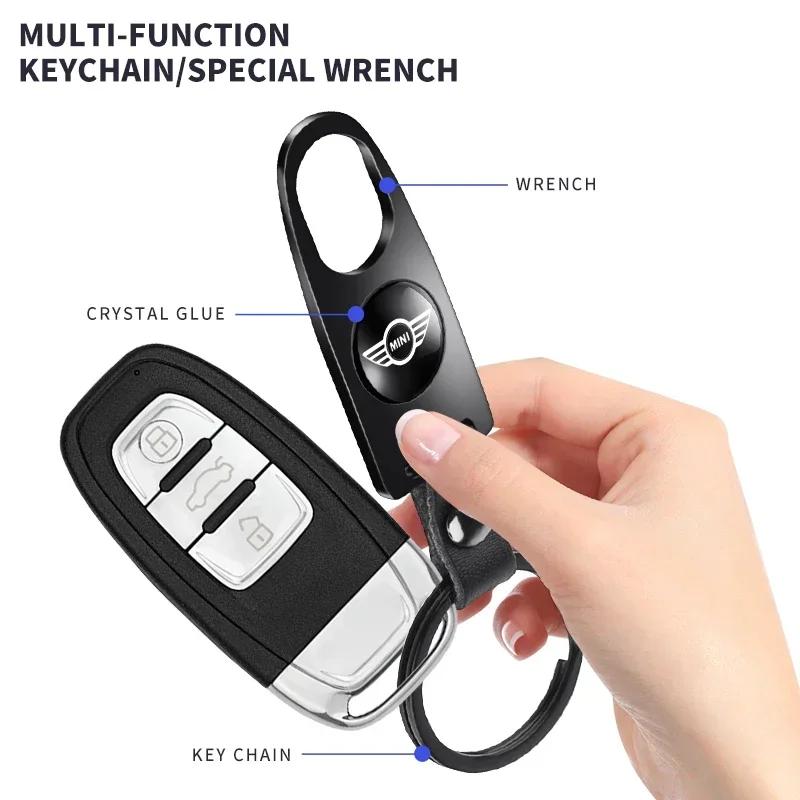 Car Wheel Tire Valve Stems Cap With Keychain Keyring Badge For MINI One Cooper JCW Countryman Clubman Cabrio Paceman Coupe njbwy33