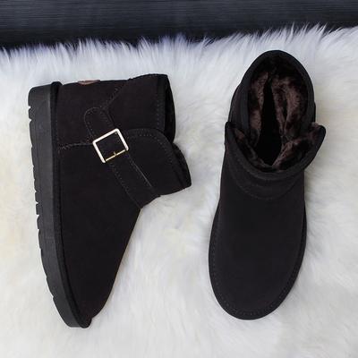 Зимние ботинки в австралийском стиле, мужские ботинки из натуральной яловой кожи, обувь на теплом меху с плюшевой стелькой, мужские зимние ботильоны с пряжкой и ремешком