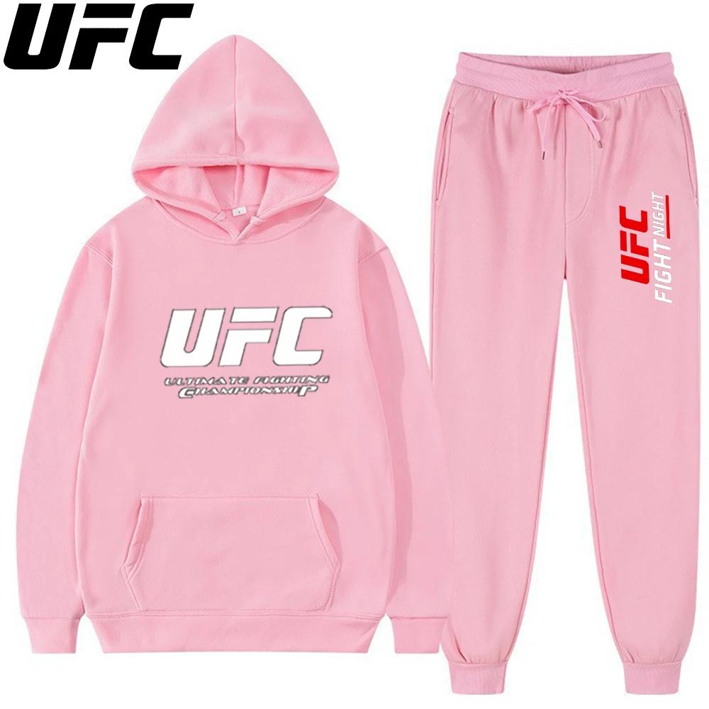 Спортивный костюм с худи и джоггерами Fight-mark для мужчин, смелый принт с буквой Combat на груди, matching sport text на штанах, толстый флисовый комплект для тренировок по боксу на открытом воздухе
