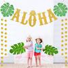 Hawaiian Party Decorations - Gold Glittery Aloha Banner for Hawaii Tropical Luau Themed Party Supplies