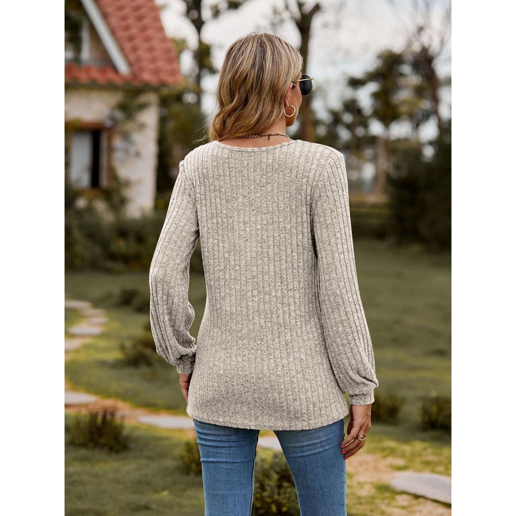 GMXIA Женская футболка с круглым вырезом Pit Strip, однотонная, матовая, с длинным рукавом и пришитыми пуговицами