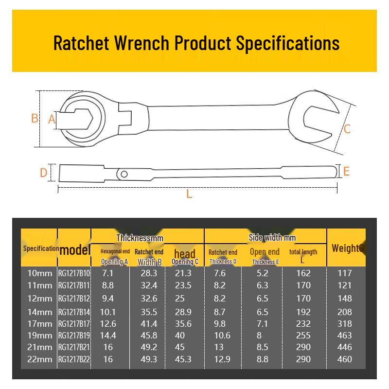 12 мм гибкая головка рожково-накидная трещоточная гаечная головка
