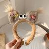 2024 забавная плюшевая уродливая кукла повязка на голову женская зимняя милая мультяшная повязка для мытья лица обруч для волос корейская повязка на голову для девочек