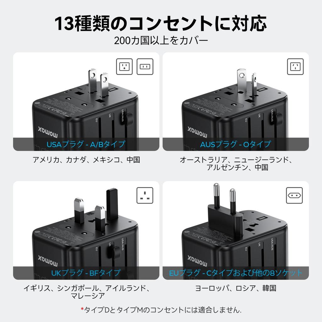 Быстрая розетка-преобразователь MOMAX PD 70W GaN для быстрой зарядки, розетка-преобразователь мощности для путешествий за границу, зарядка 6 устройств одновременно, розетка PD QC за рубежом