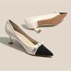 New Fashion Women's Color Blocking Comfort High Heels French Pointed Thin Heel Bow Women's Shoes Mary Jane Shoes Zapatos Mujer