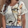 Модная женская футболка с принтом лица и любви, забавная повседневная футболка с круглым вырезом и короткими рукавами, летняя женская футболка