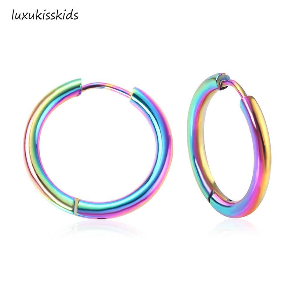 1 Pair of Classic Plain Circle Trend Hip Hop eEarrings Stainless Steel Men's Women's Simple Design Style Jewelry Does Not Fade