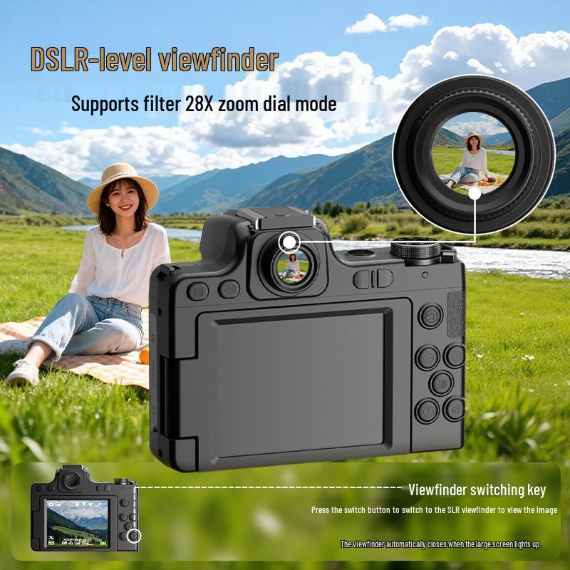68MP Mirrorless HD Camera with Flip Screen & Viewfinder