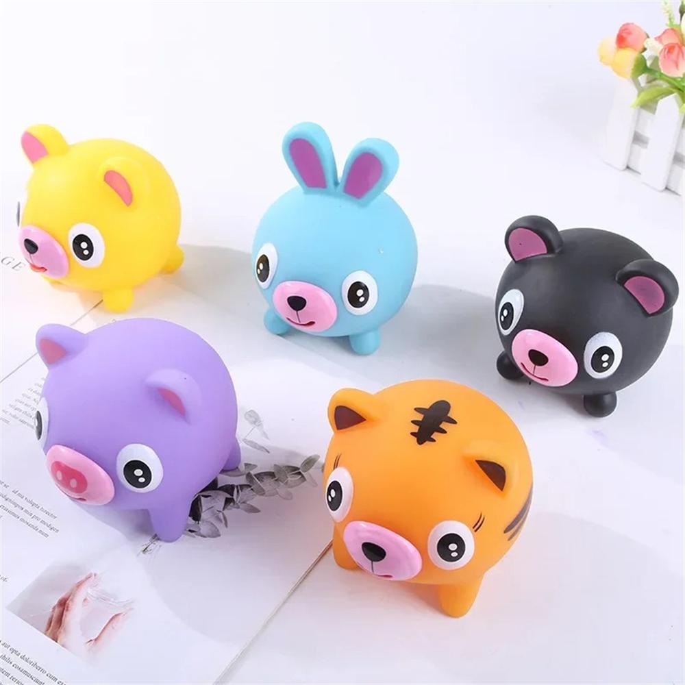 Screaming Pigs Squeeze Animal Ball Out with Sound Screaming Decompression Rubber Squeaky Toys Offi Stress Goodie Bag Stuffer