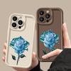 Синий кристальный розовый цветочный принт матовый мягкий чехол для iPhone 16 Pro Max 15 14 Pro 13 12 11 XS XR 8 7 защита линзы противоударный чехол для телефона TPU