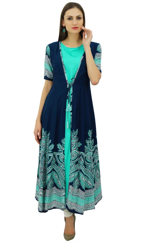 Bimba Женский комплект из двух предметов Anarkali Designer Kurti с принтом вискозы Kurta Maxi