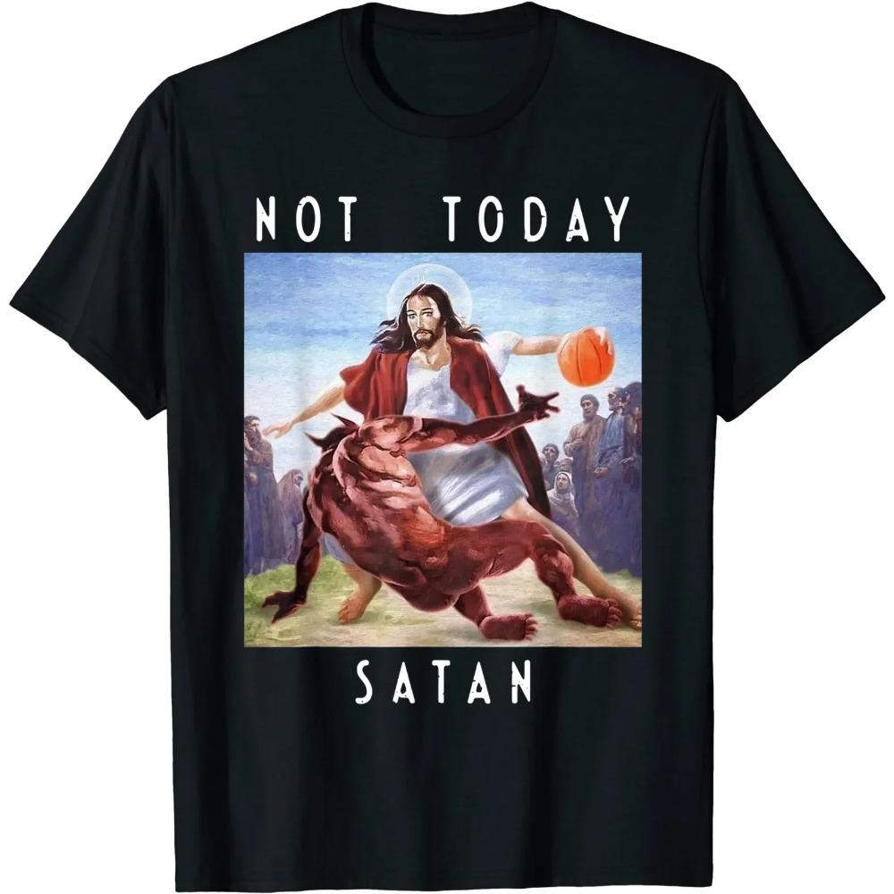 High Quality Short Sleeve Top Not Today Satan Jesus Vs Satan in O-Neck T Shirt Man/Woman Short Sleeve Tees Shirt 2024 New In