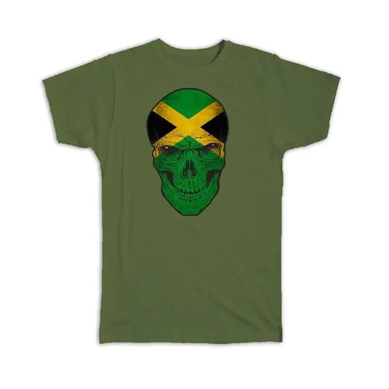 Jamaica Flag Skull Jamaican National Colors T Shirt