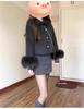 Slightly Chubby Girls' Polka Dot Woolen Half-Length Skirt - 2025 Spring/Autumn Korean Style, Elegant Fit, Retro Hip-Hugging Design