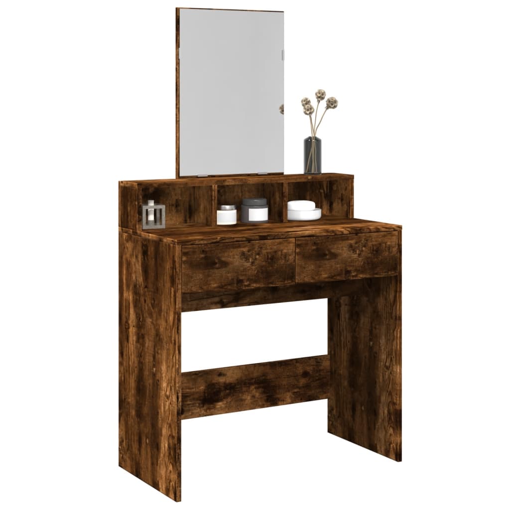 Makeup Table with Mirror Smoked Oak 80 x 41 x 144.5 cm