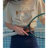 Girls Playing Tennis American Retro Sports Style Apricot Age-Reducing Pure Cotton Short-Sleeved T-shirt for Women